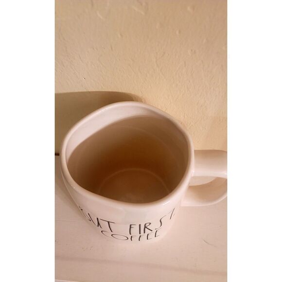 Rae Dunn  BUT FIRST COFFEE white coffee cup - Picture 5 of 12